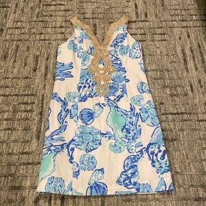 Lilly Pulitzer Emery Shift Dress in Barefoot Princess Resort White